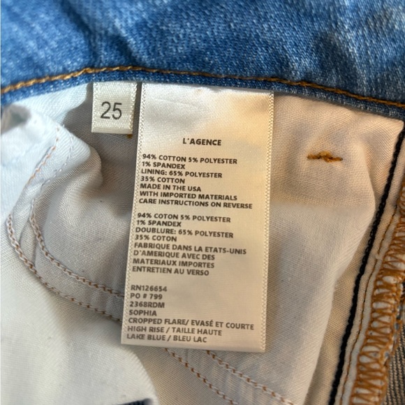 L'AGENCE Sofia Light Blue High Rise Cropped Flare Jeans size 25 - Picture 12 of 16